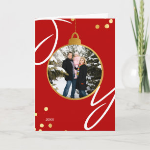 Carte Joy Bauble Photo personnalisée Gold Foil Noël