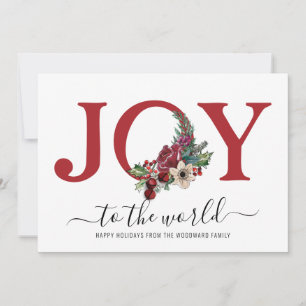 Carte Joy Floral Typografy Red White Floral