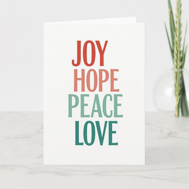 Carte Joy Hope Peace Love Christmas Typography Card (Devant)