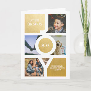 Carte Joy Joyeux Noël Photo personnalisée Faux Gold