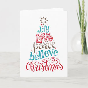 Carte Joy Love Peace Believe Christmas