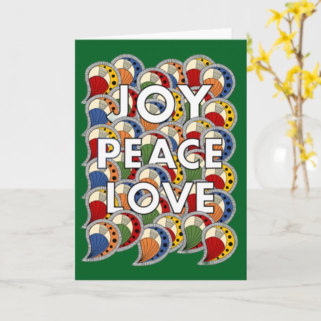 Carte Joy Peace Love - Custom Background & Message (Fleur jaune)