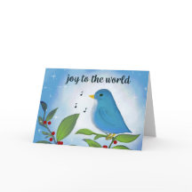Joy to the World Bluebird Holiday Card
