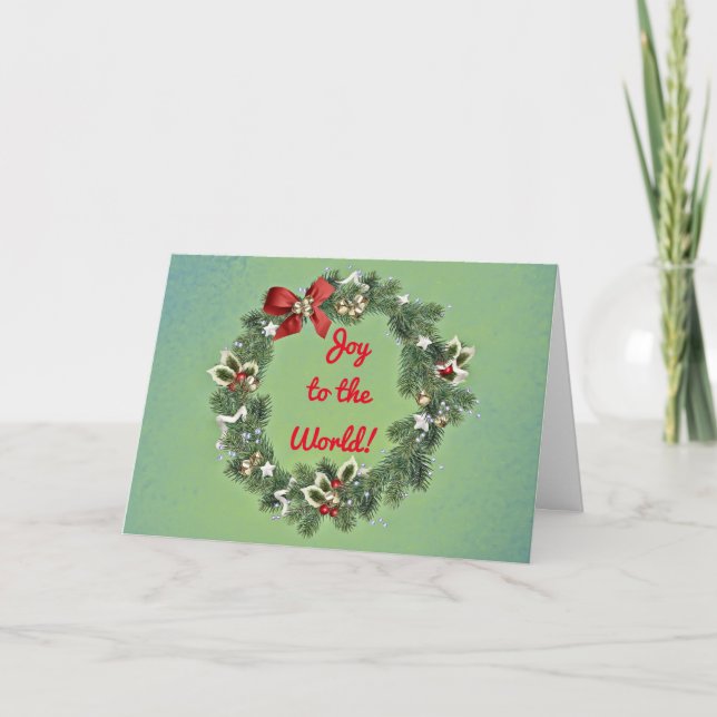 Carte Joy to the World Wreath Christmas Holiday Card (Devant)