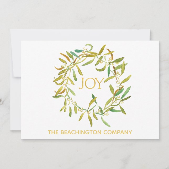 Carte *~* JOY Wreath Corporate Business Holiday Card (Devant)