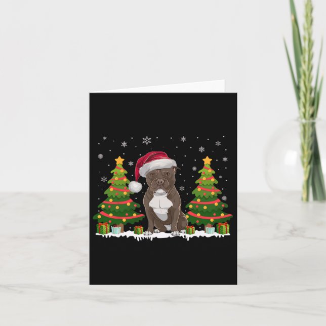 Carte Joyau des arbres de Noël Pitbull Chien Santa Chape (Devant)