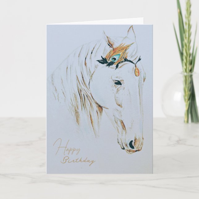 Carte Joyau majestueux Embellisté Cheval Blanc Anniversa (Devant)