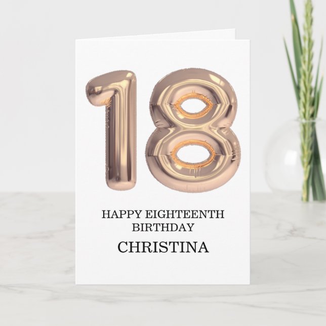 Carte Joyeuse 18e anniversaire Rose Gold Girl personnali (Devant)