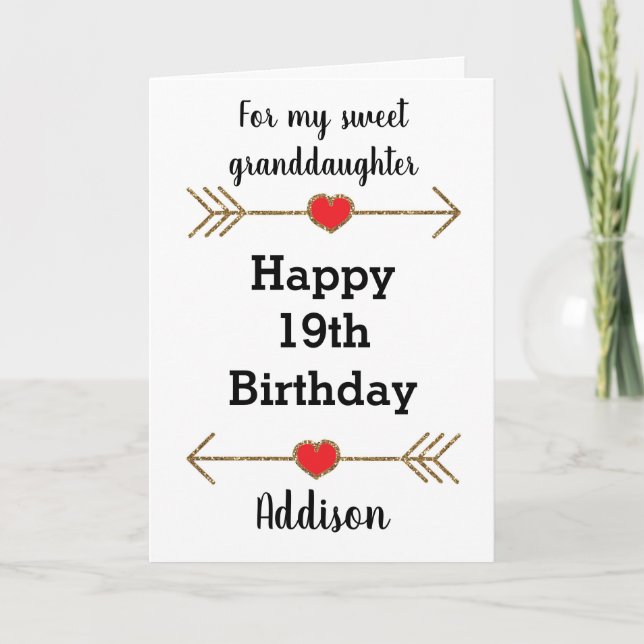 Carte Joyeuse 19e anniversaire petite-fille (Devant)