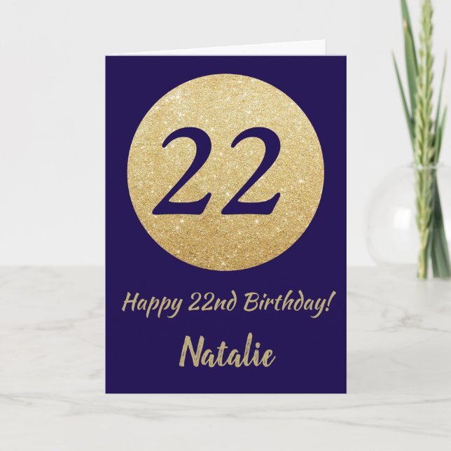 Carte Joyeuse 22e anniversaire Marine Parties scintillan (Devant)