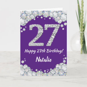 Carte Joyeuse 27e anniversaire Parties scintillant viole