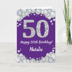 Carte Joyeuse 50e anniversaire Parties scintillant viole