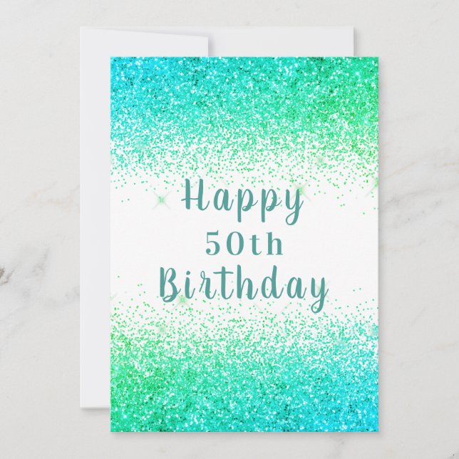 Carte Joyeuse 50e Typographie de Parties scintillant ver (Devant)