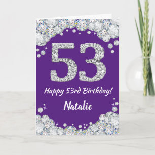 Carte Joyeuse 53e anniversaire Parties scintillant viole