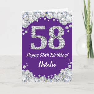 Carte Joyeuse 58e anniversaire Parties scintillant viole