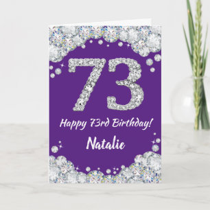 Carte Joyeuse 73e anniversaire Parties scintillant viole