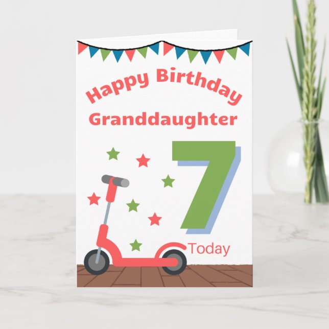 Carte Joyeuse 7e anniversaire petite-fille (Devant)