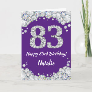 Carte Joyeuse 83e anniversaire Parties scintillant viole