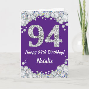 Carte Joyeuse 94e anniversaire Parties scintillant viole