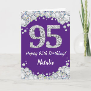 Carte Joyeuse 95e anniversaire Parties scintillant viole