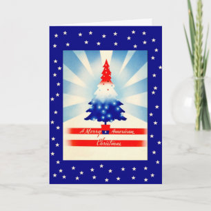 Carte Joyeuse American Christmas Patriotic Tree