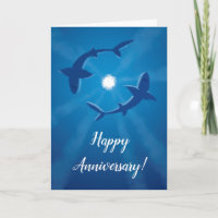 Carte Joyeuse Anniversaire Requins Couple Silver M