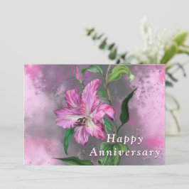 Carte Joyeuse Anniversaire Rose Violet Lily Flower