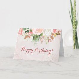 Carte Joyeuse aquarelle d'anniversaire Rose floral