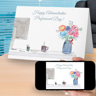 Carte Joyeuse aquarelle de jour professionnelle administ