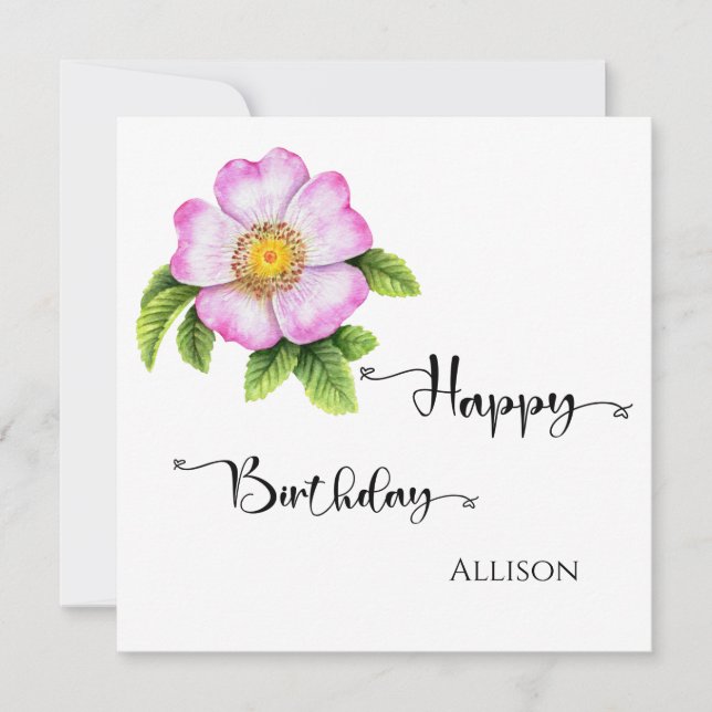 Carte Joyeuse aquarelle florale d'anniversaire (Devant)