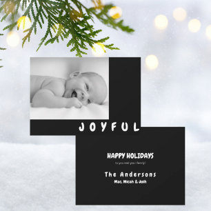 Carte Joyeuse B/W Enfant Photo Black Holiday