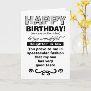 Carte Joyeuse belle-mère d'anniversaire à fille en droit