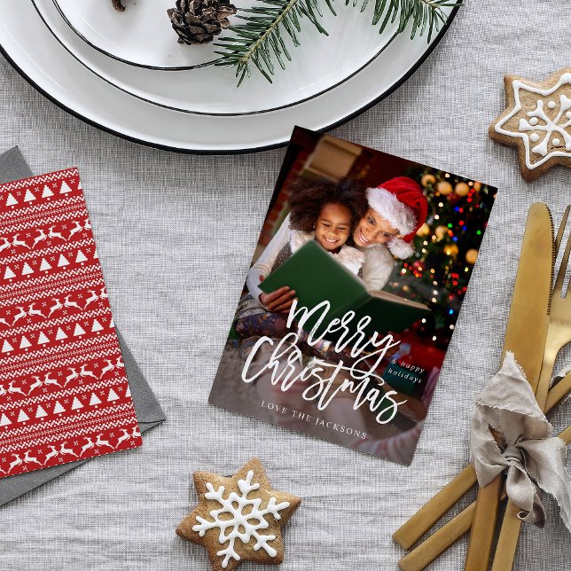 Carte Joyeuse calligraphie de Noël Photo verticale (Créateur téléchargé)