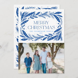 Carte Joyeuse couronne bleue Noël