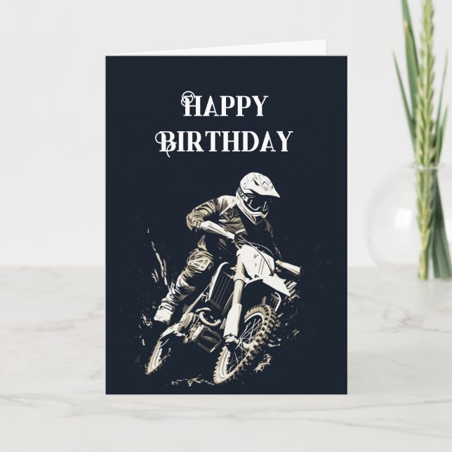 Carte Joyeuse course de motocross à vélo anniversaire (Devant)