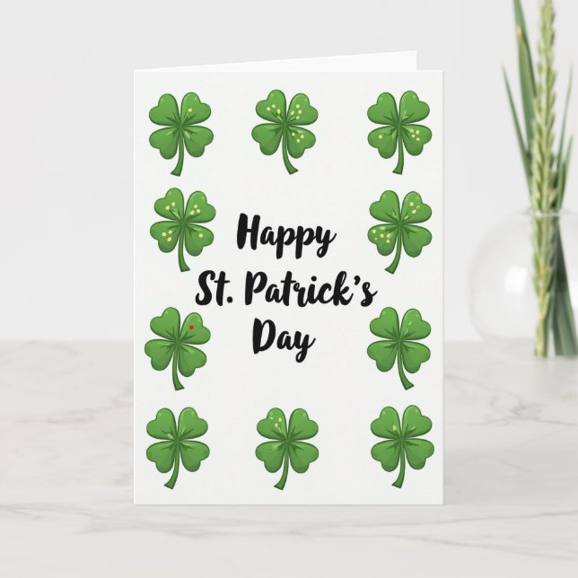 Carte Joyeuse de St-Patrick à Motif Trèfle (Devant)