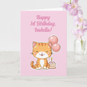Carte Joyeuse Fête de 1ère Anniversaire Personnalisée Fi
