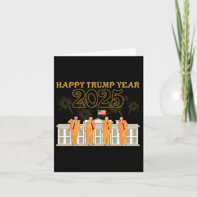 Carte Joyeuse fête de l'année Trump 2025 Maison Blanche  (Devant)