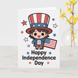 Carte Joyeuse fête de l'Indépendance Chibi