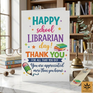 Carte Joyeuse Fête des bibliothécaires scolaires   Merci