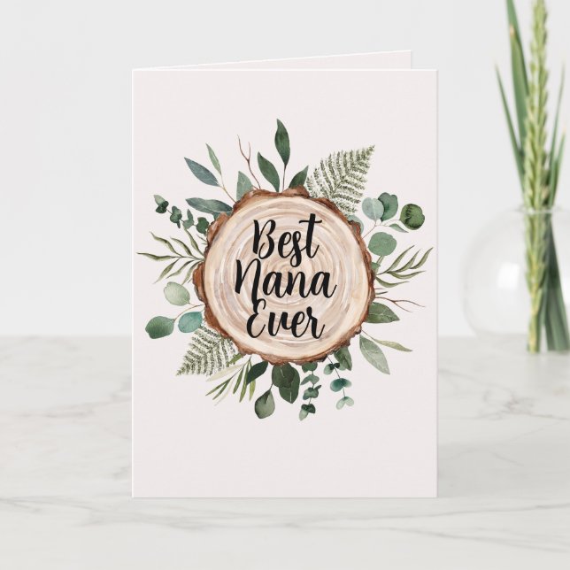 Carte Joyeuse Fête des Grands-Parents Bois Rustique et F (Devant)