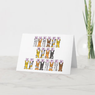 Carte Joyeuse Fête des Infirmières Chats Portant des Ban