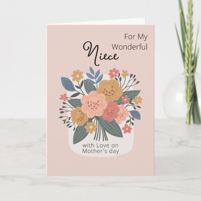 Carte Joyeuse Fête des Mères à ma Nièce Bouquet Floral (Devant)