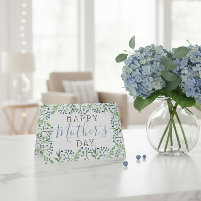 Carte Joyeuse Fête des Mères aux bleuets simples de prin (Créateur téléchargé)