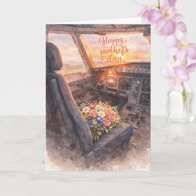 Carte Joyeuse fête des Mères avec des fleurs de Pilot (Orchidée)