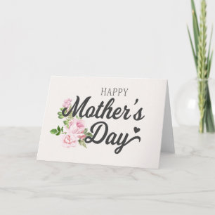 Carte Joyeuse fête des Mères avec des roses roses Cart