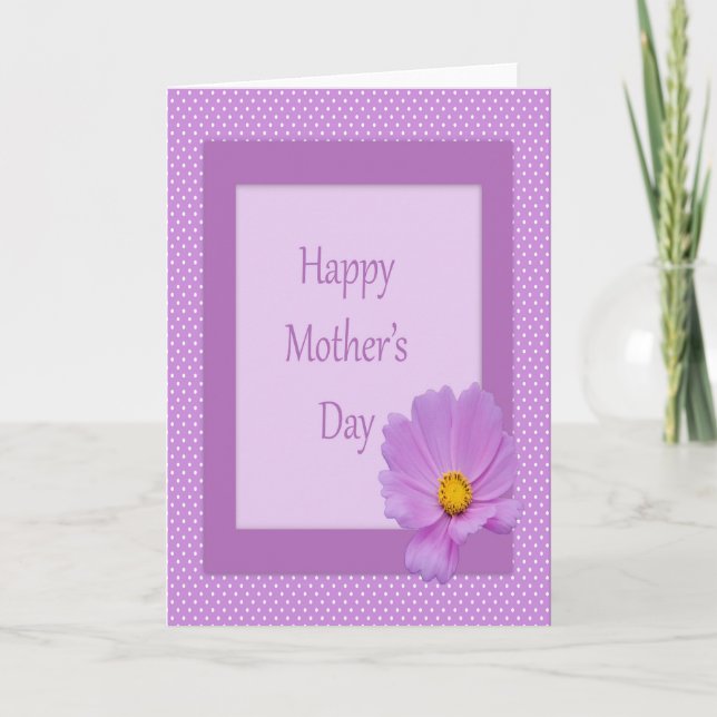 Carte Joyeuse fête des mères avec Fleur violette claire (Devant)