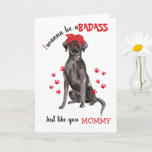 Carte Joyeuse fête des mères Badass Black Labrador Dog