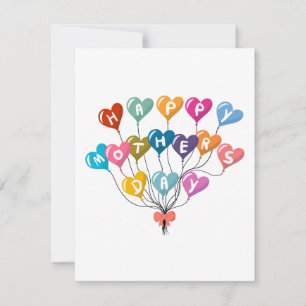 Carte Joyeuse fête des mères Ballons de coeur colorés