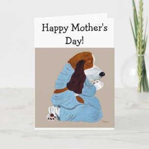 Carte Joyeuse fête des Mères ! Basset Hound en prière